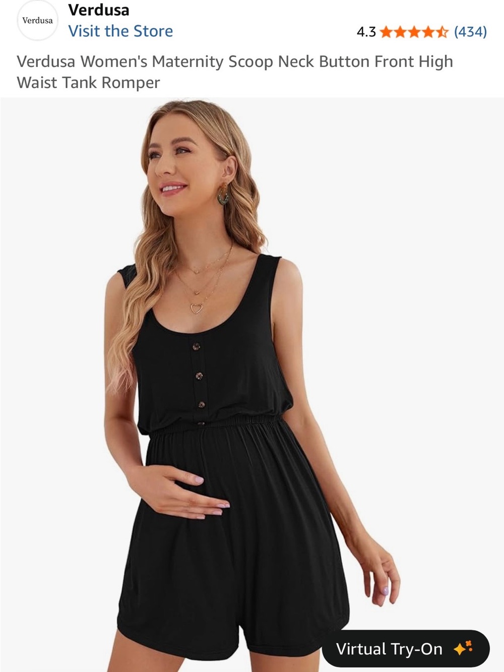 Verdusa Women's Black Maternity Tank Romper